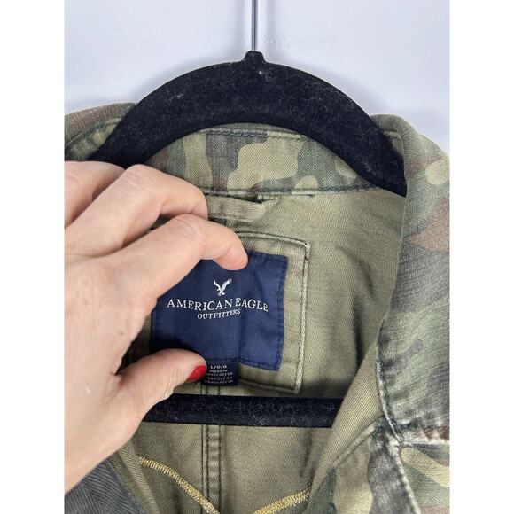 Vtg Y2K American Eagle Women's Camo Embroidered Nah Jacket Size L Broken Heart - Picture 4 of 12